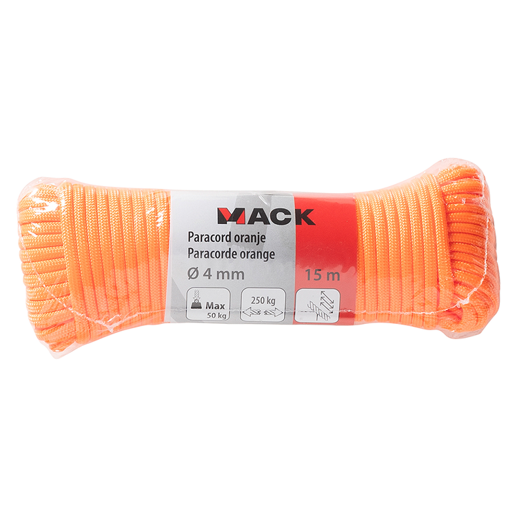 Mack 1072111 - paracord oranje 4mm 15m | 5 stuks