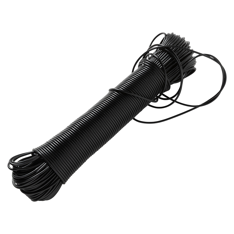 Mack 1073341 - waslijndraad pp zwart streng 3mm 60m met staaldraad kern | 5 stuks