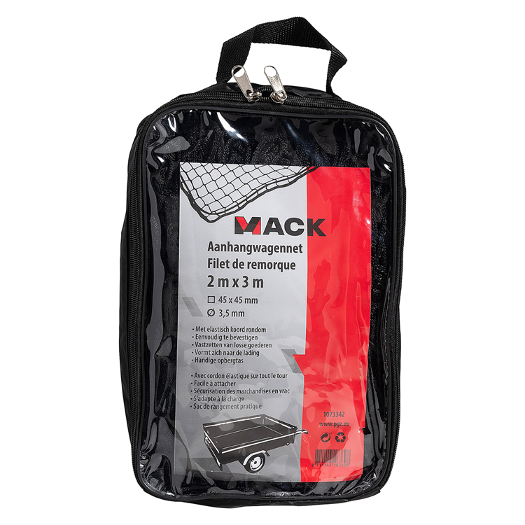 Mack 1073342 - aanhangwagennet zwart 2 x 3m | 3 stuks