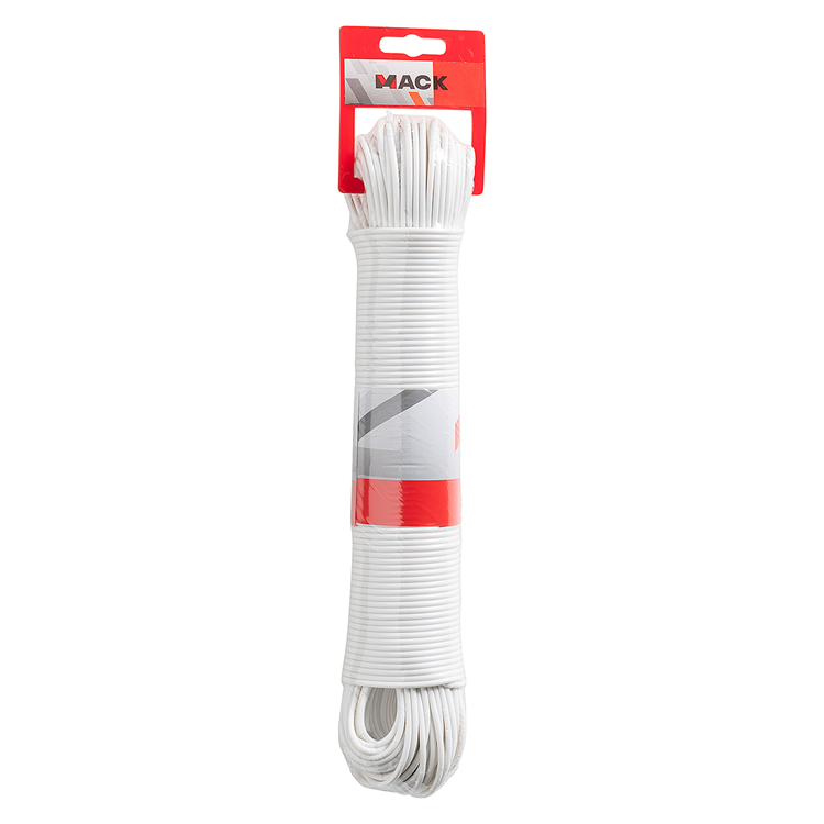 Mack 1072121 - waslijndraad pp wit streng 3mm 60m met staaldraad kern | 5 stuks