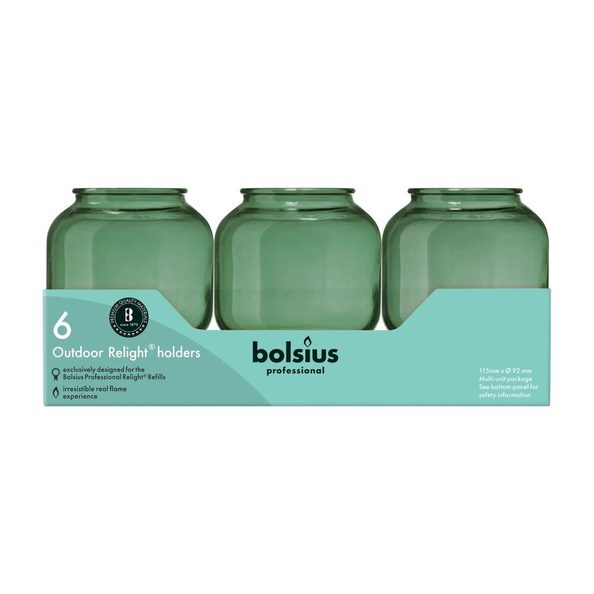 Bolsius professional relight houder olijfgroen sphere ø74×87 mm (6 stuks)
