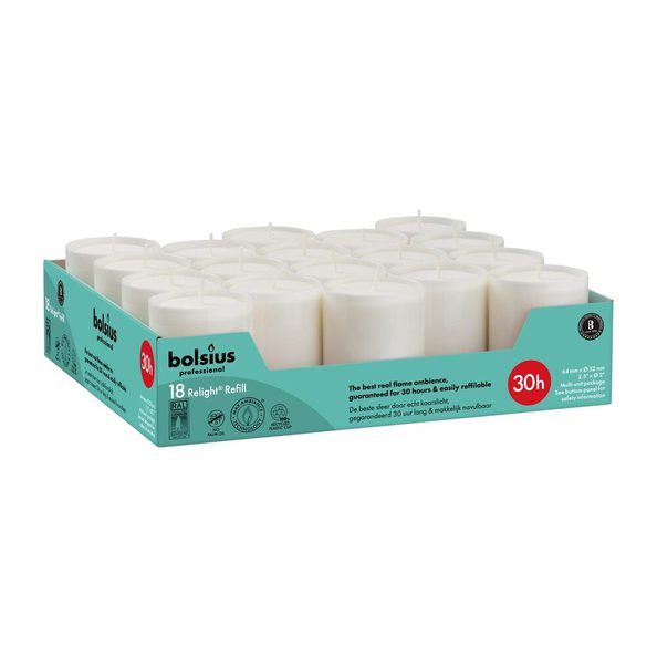 Bolsius professional relight navullingen wit ø52x64 mm 30 uur (4x 18 stuks)