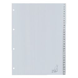 Tabbladen kangaro g431c pp a4 120 micron grijs 31-delig 1-31 4-gaats bedrukt