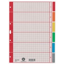 Tabbladen leitz karton a4 6-delig grijs gekleurde tabs