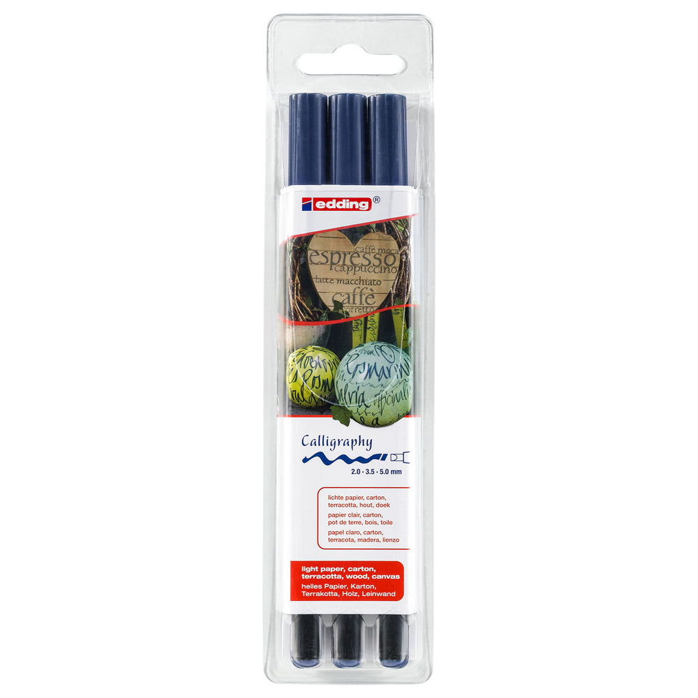 Edding 1255 • calligraphy pen assorti 3pcs staalblauw