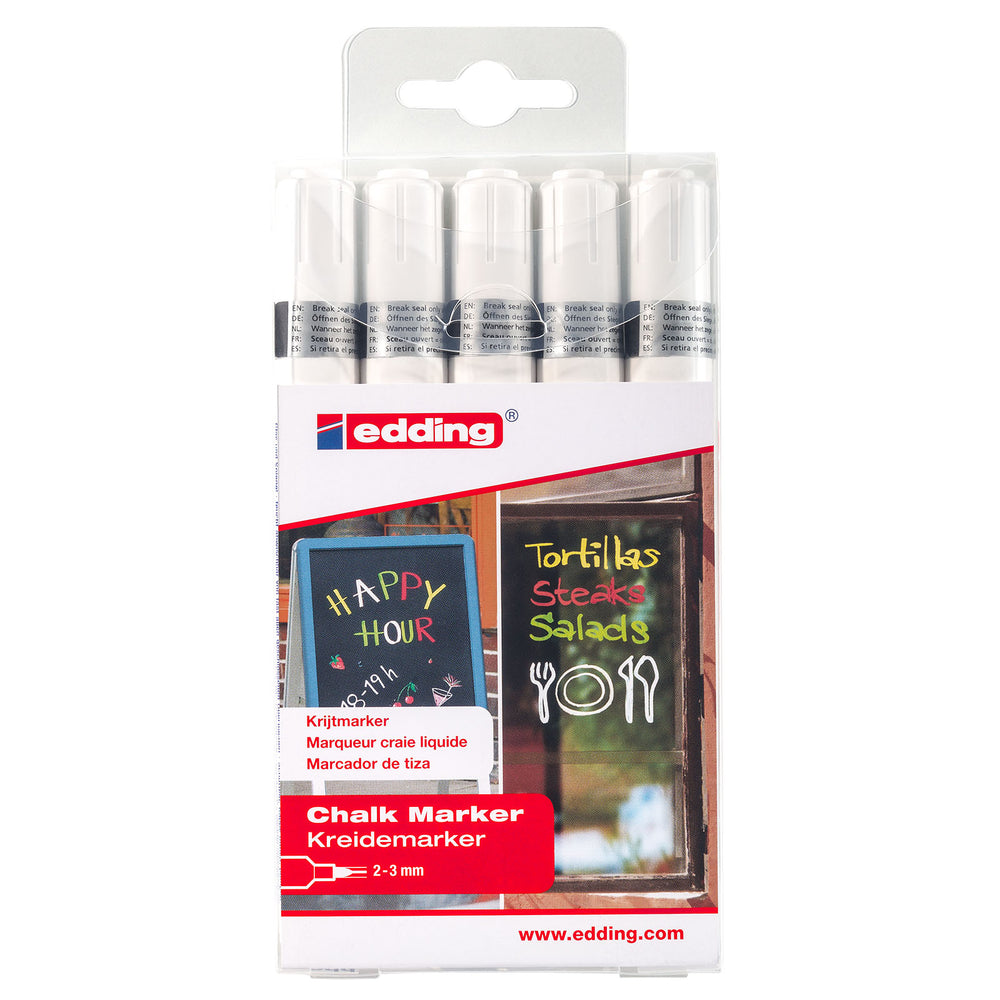 Edding 4095 • krijtmarker 2-3mm assorti wit 5pcs