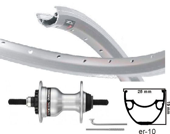 Kgs voorwiel 28 inch (622) mach-1 er-10 velg zilver rollerbrake vaste as