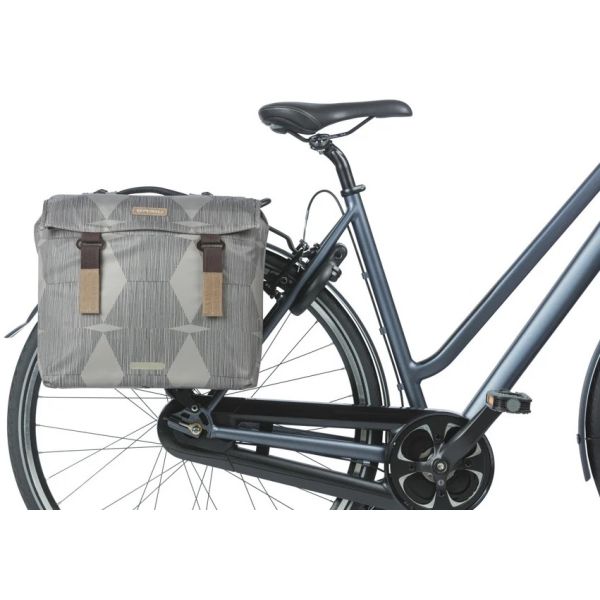 Basil dubbele fietstas elegantie mik 40 - 49 liter - chateau taupe