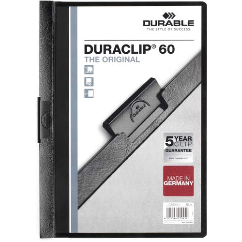 Klemmappen durable kunststof a4 22,5x31cm zwart schuifklem capaciteit