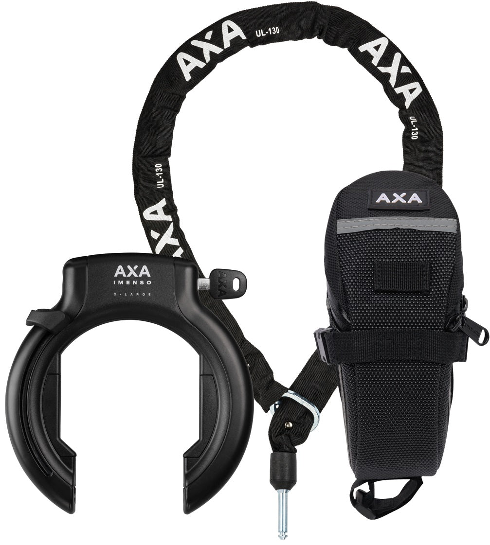 Set Ringslot AXA Imenso XL +insteekketting AXA ULC 130 Tas - zwart