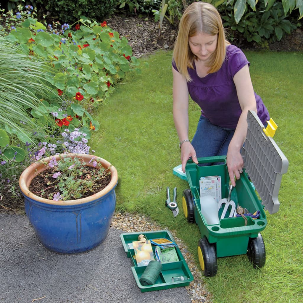 Draper gereedschap tuingereedschapswagen en kruk groen 56x27,2x30,4 cm 60852