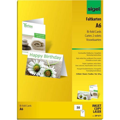 Blanco wenskaarten sigel dp671 wit blanco 50 stuks