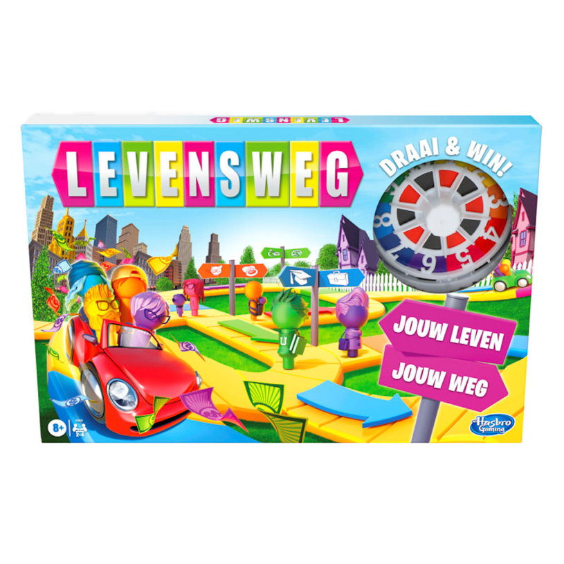 Hasbro levensweg - familiebordspel voor 2 tot 4 spelers - indoorspel voor kinderen vanaf 8 jaar - staafjes in 6 kleuren