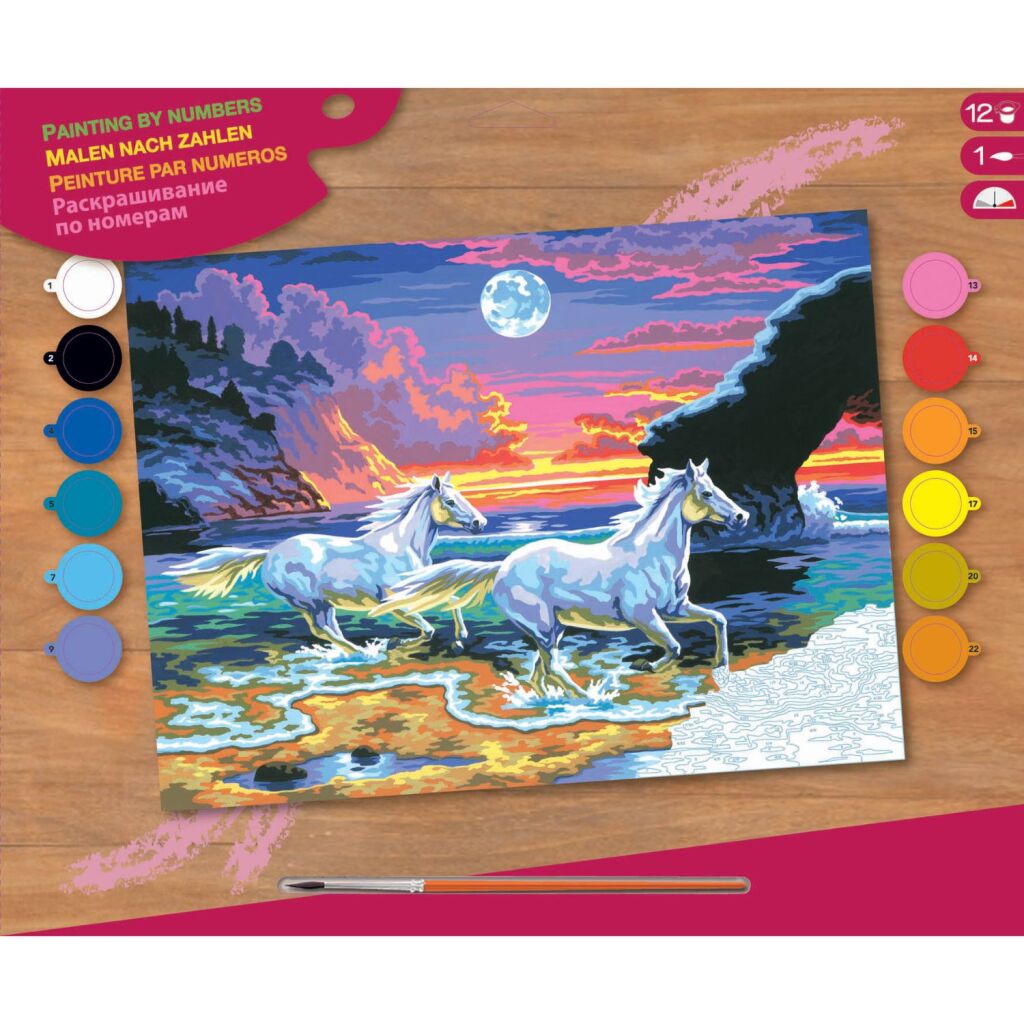 Basis Schilderen op Nummer Paarden op het Strand