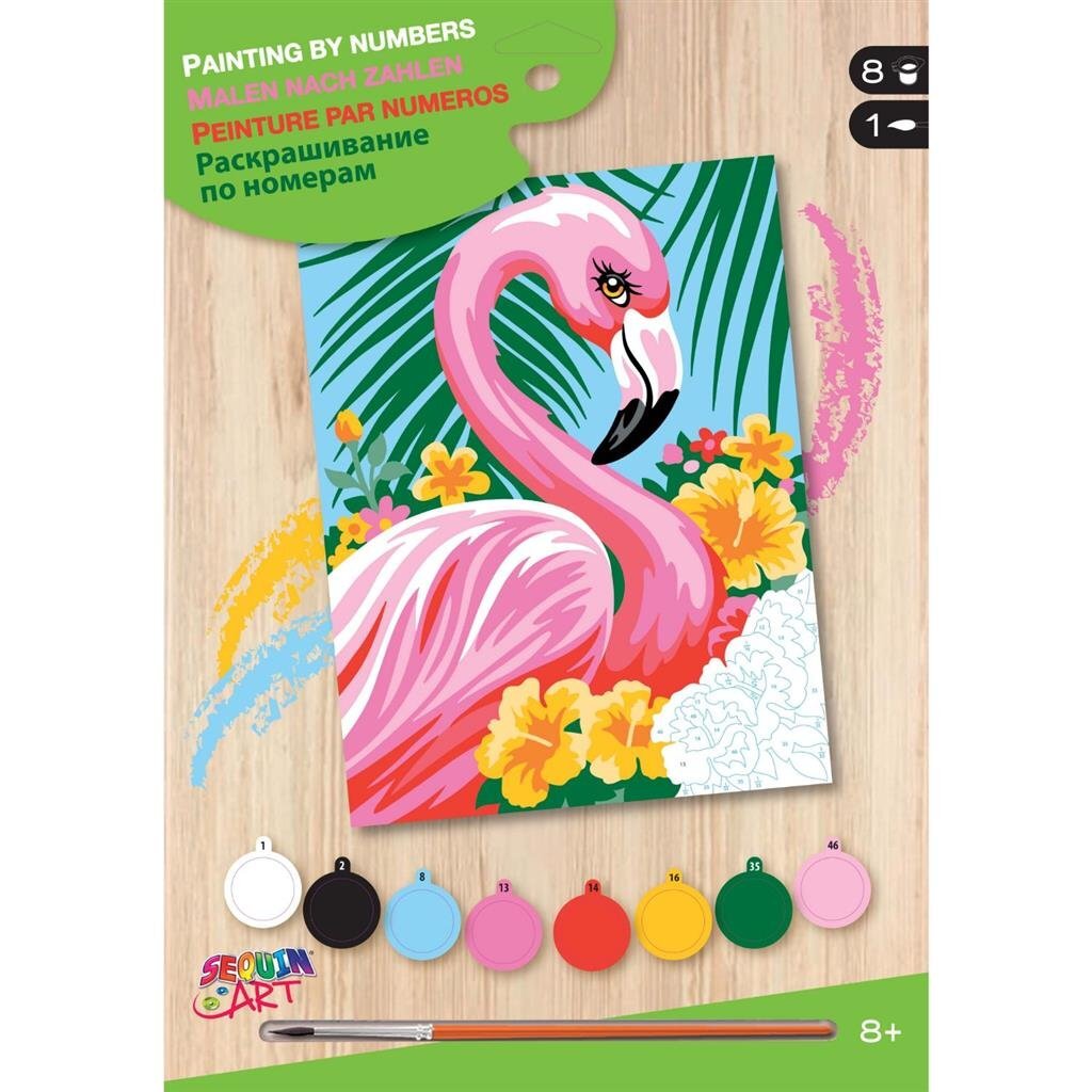 Paillettenkunst schilderen op nummer flamingo