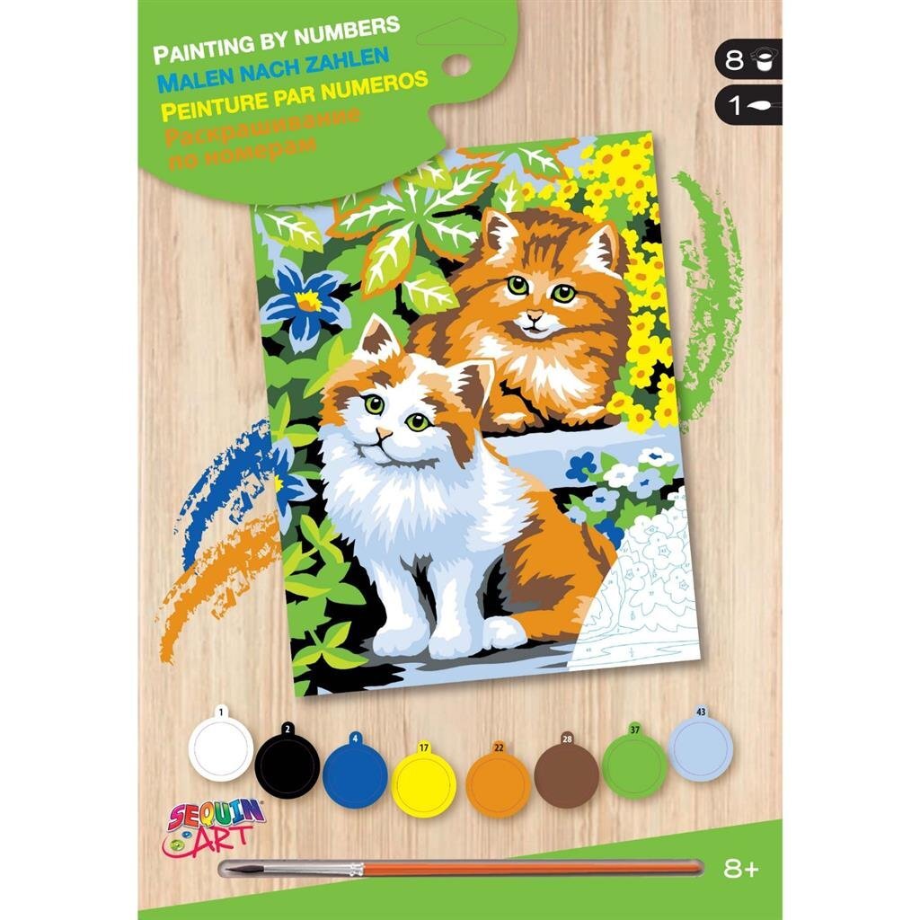 Paillettenkunst die op een aantal kittens schildert