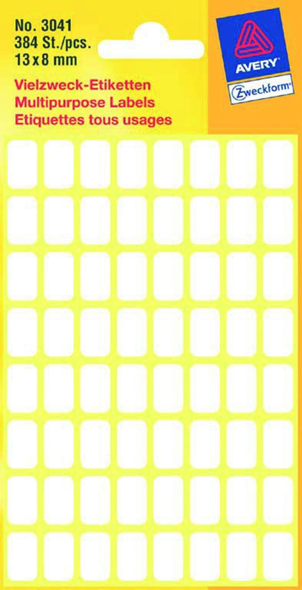 Kangaro etiket zweckform 13x8mm wit blister a 384 etiketjes. bundel a 10 pakjes