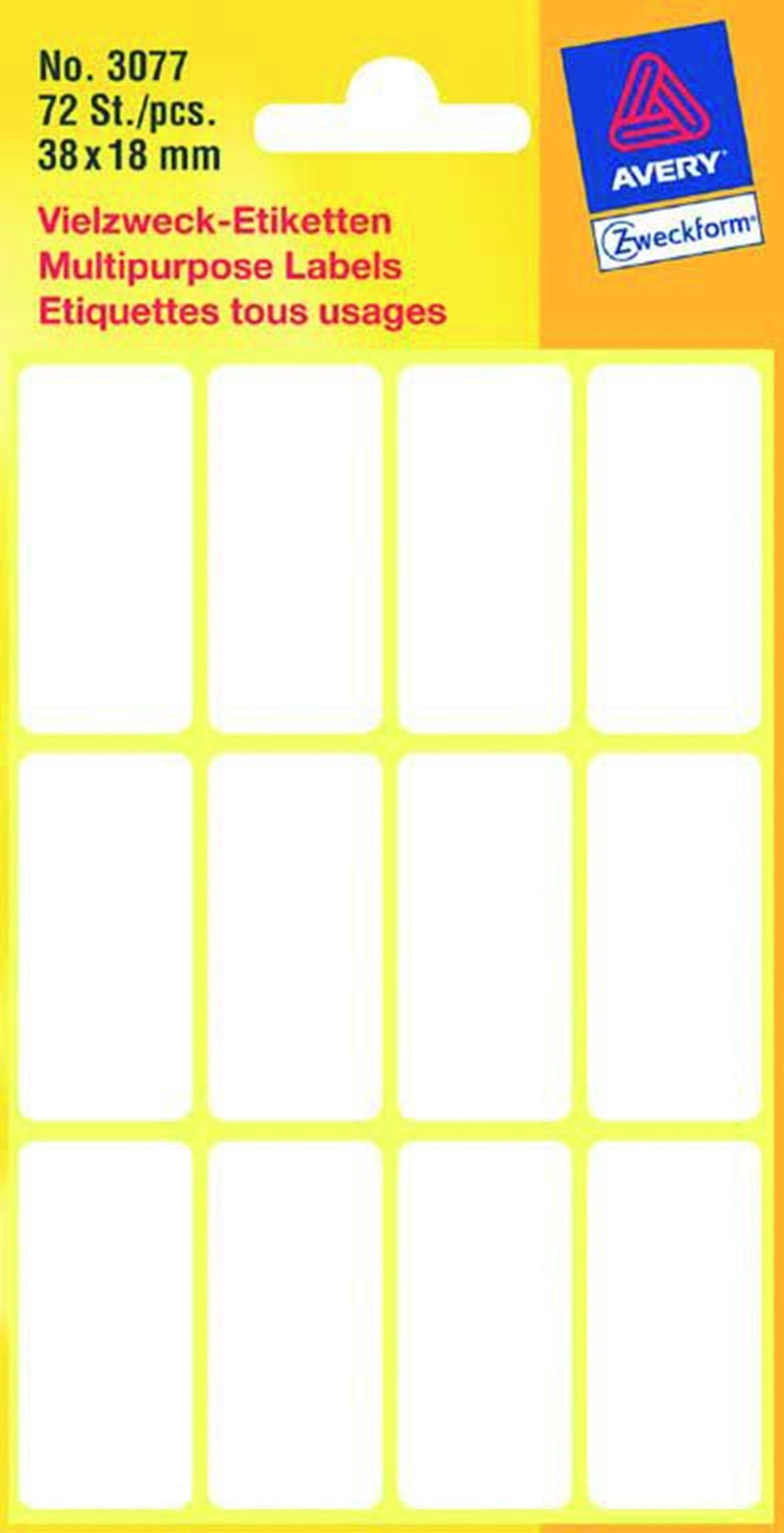 Kangaro etiket zweckform 38x18mm wit blister a 72 etiketjes. bundel a 10 pakjes