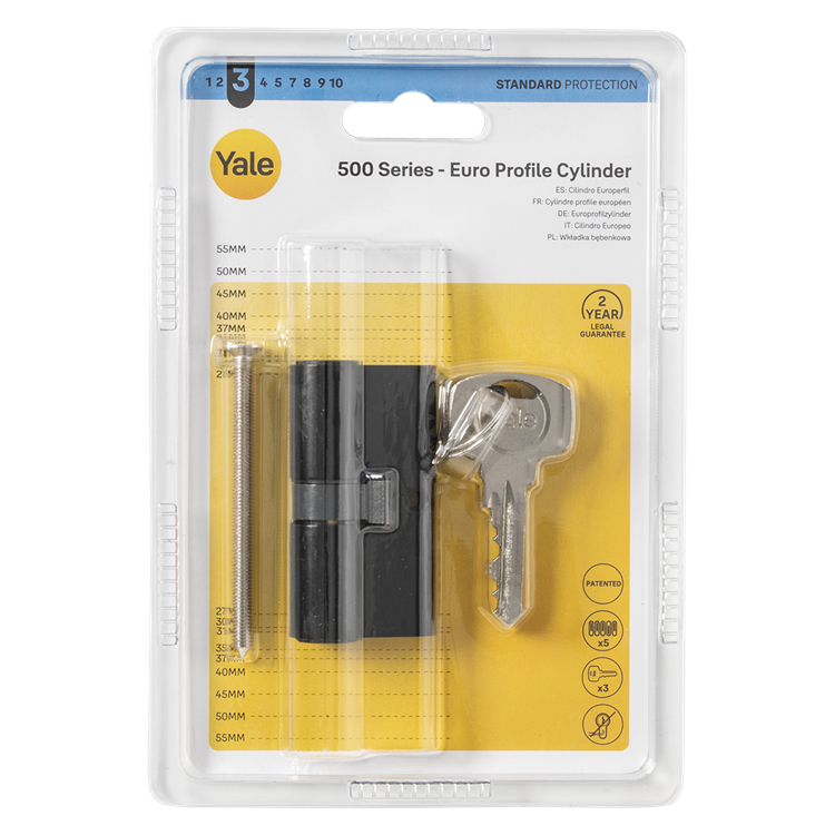 Yale 1070952 - profielcilinder 500 zwartmat 60mm (30 30) | 5 stuks