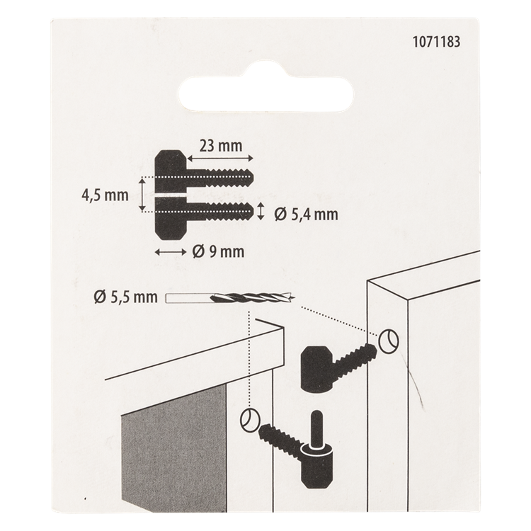 Mack 1071183 - 2 meubel inboorpaumellen zwart ø 9 x 23 mm | 5 stuks