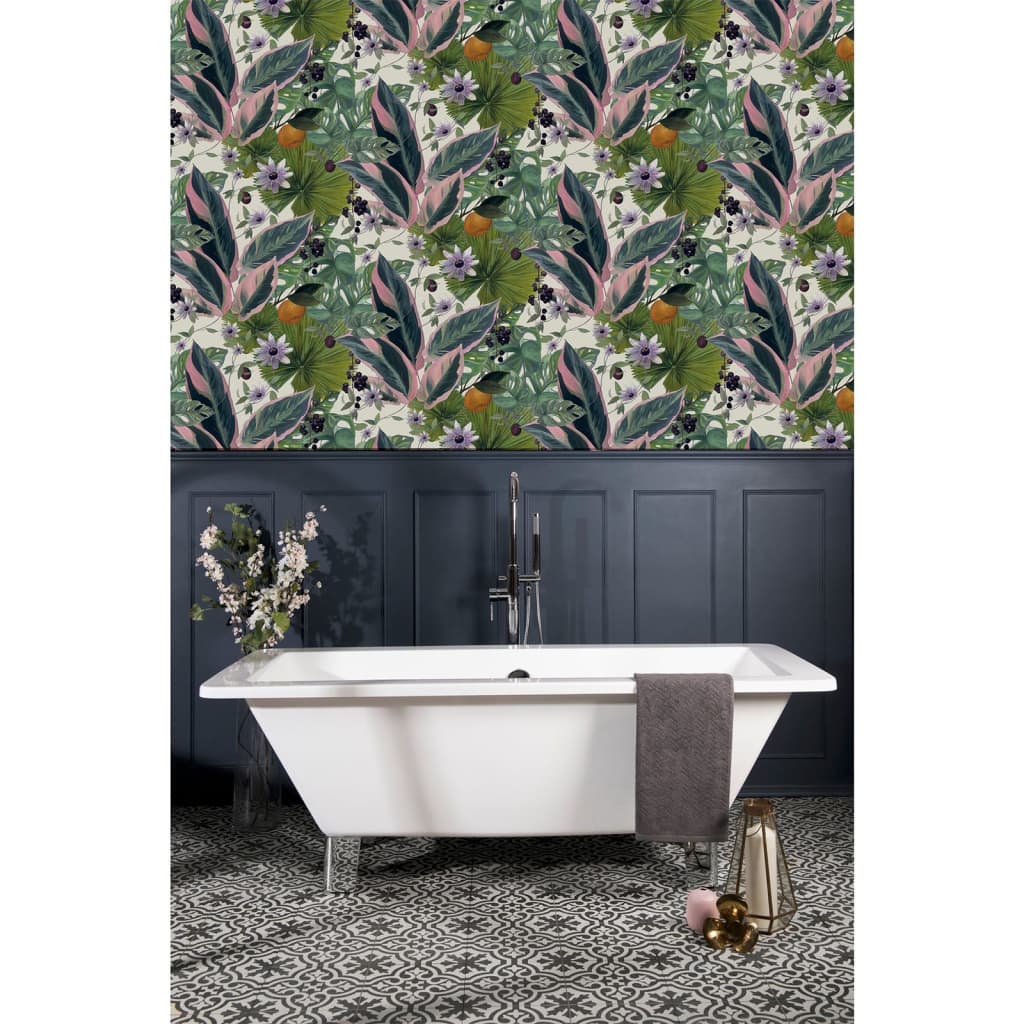 DUTCH WALLCOVERINGS DUTCH WALLCOVERINGS Behang Passiebloem wit en groen