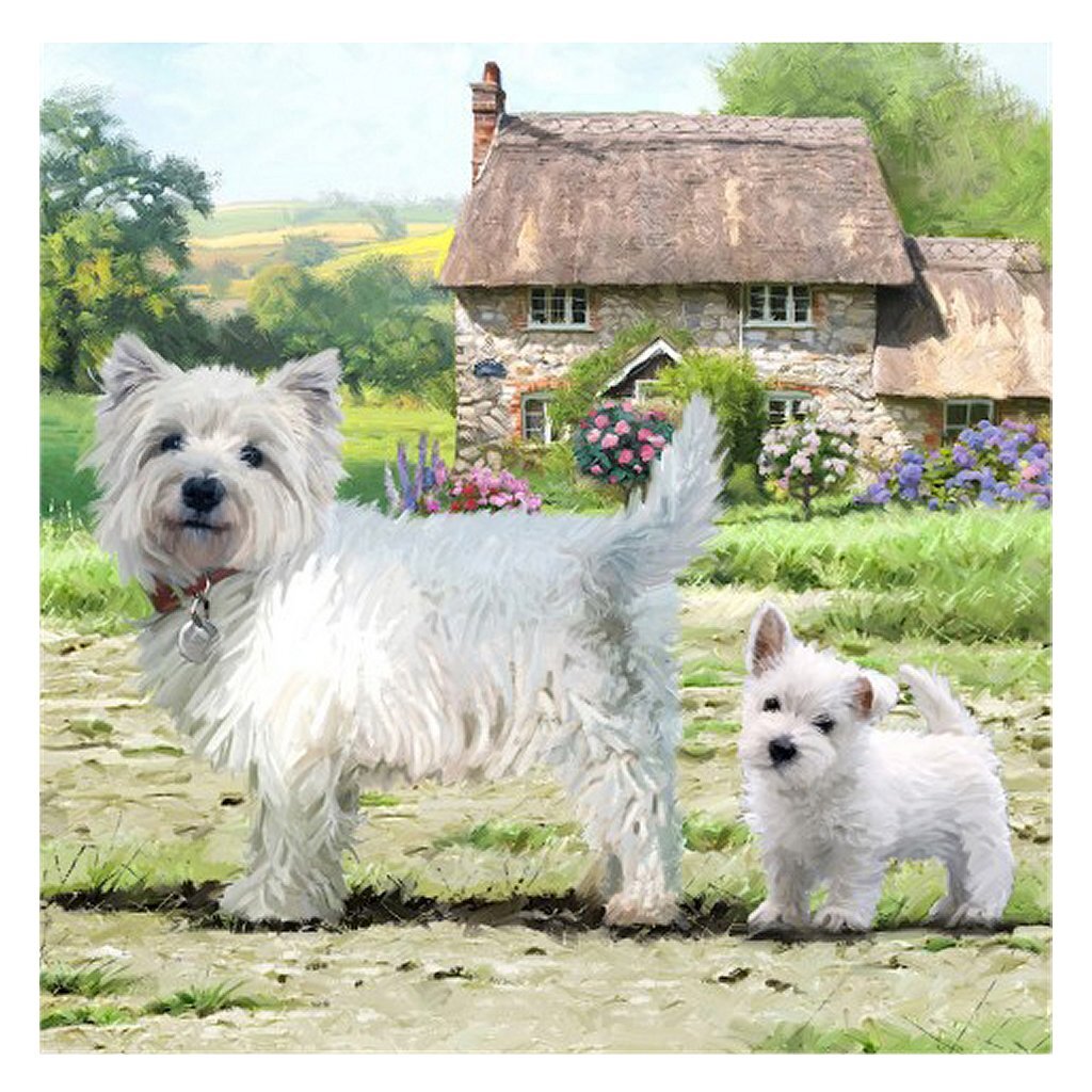 Craft buddy crystal art kaart west highland terriers 18x18 cm