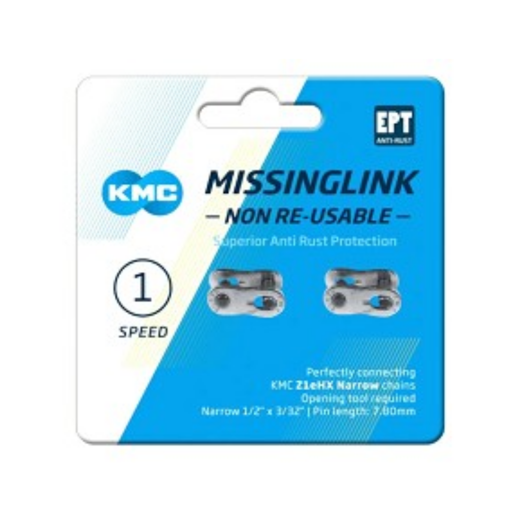 Maillon de liaison KMC Z1eHX Étroit argent 1 2 x3 32 EPT. Par 2 sur carte.