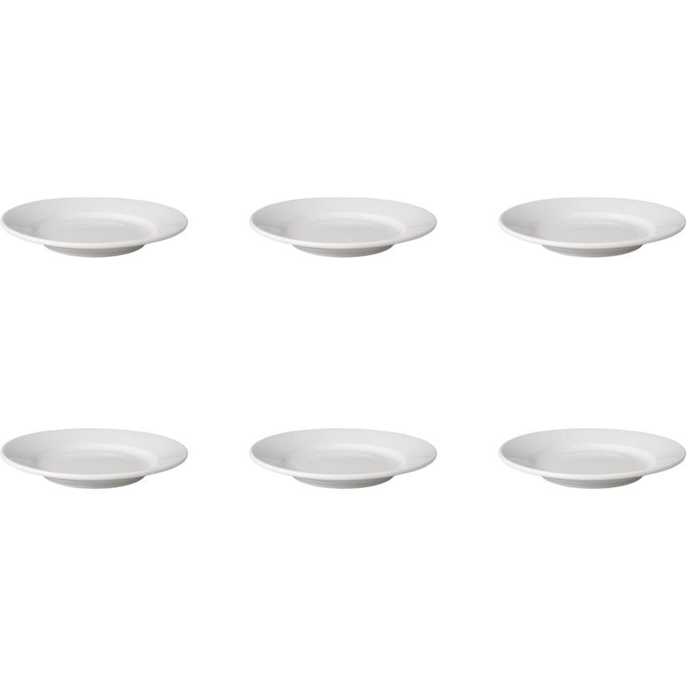 Mammoet bord brede rand budgeltline porselein wit 18cm set a 6 stuks