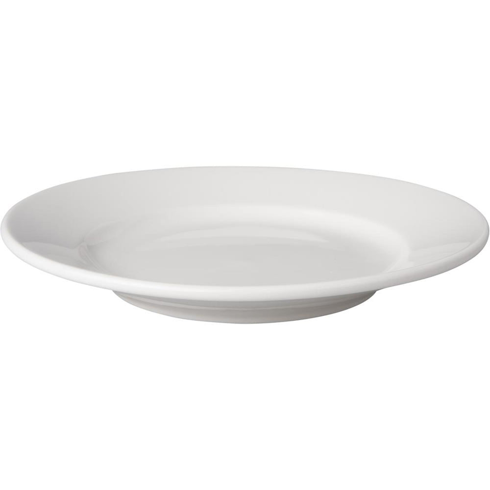 Mammoet bord brede rand budgeltline porselein wit 18cm set a 6 stuks