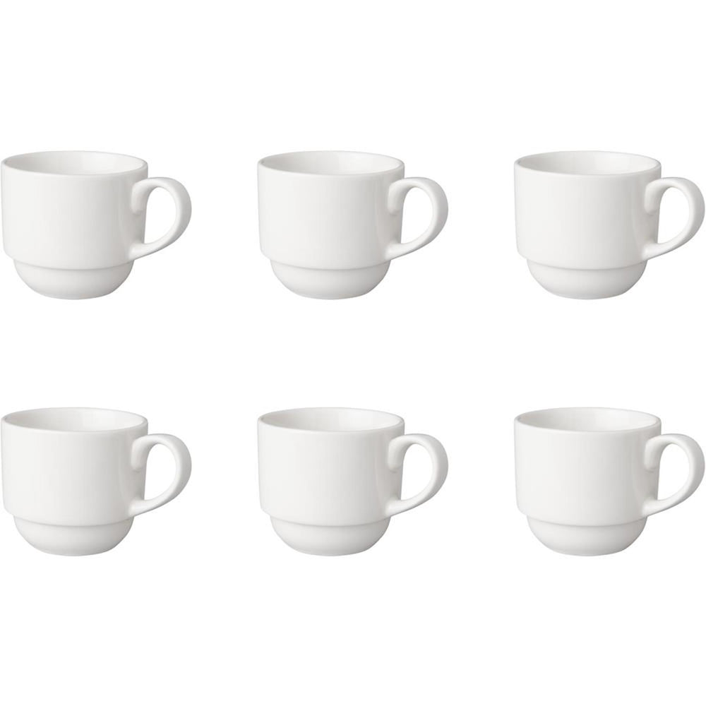 Mammoet koffiekop breed 200ml porselein wit (set van 6) dia7,5x7cm
