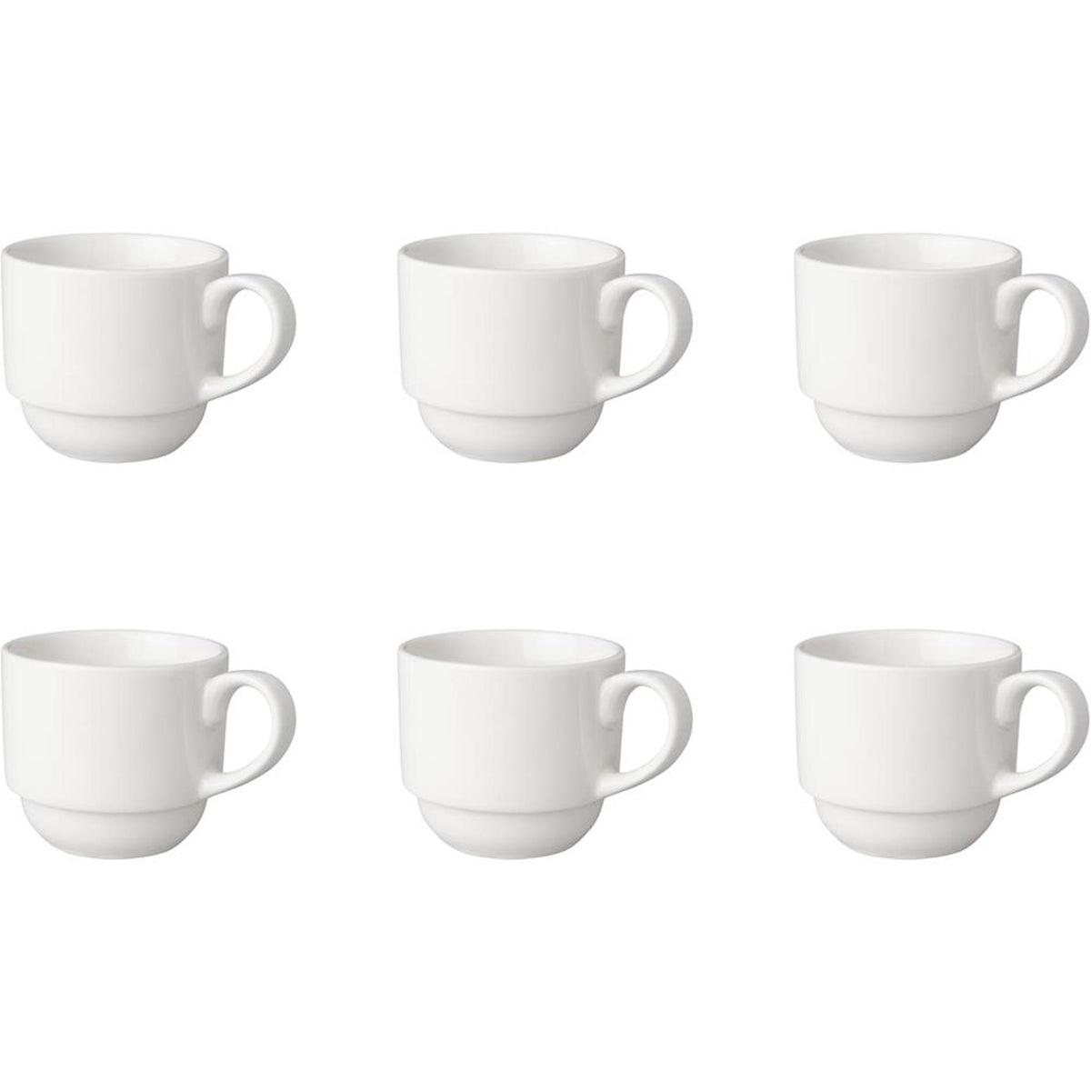 Mammoet koffiekop breed 200ml porselein wit (set van 6) dia7,5x7cm