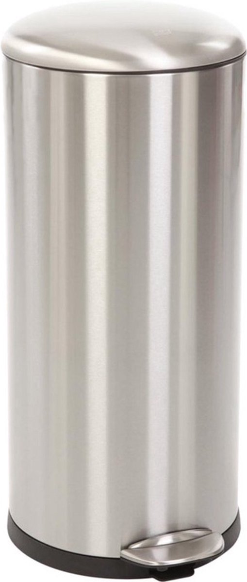 Eko belle deluxe pedaalemmer 30 liter – prullenbak met uitneembare afvalemmer – fingerprint-proof – soft-close – h66xl38xb33 cm – mat zilver
