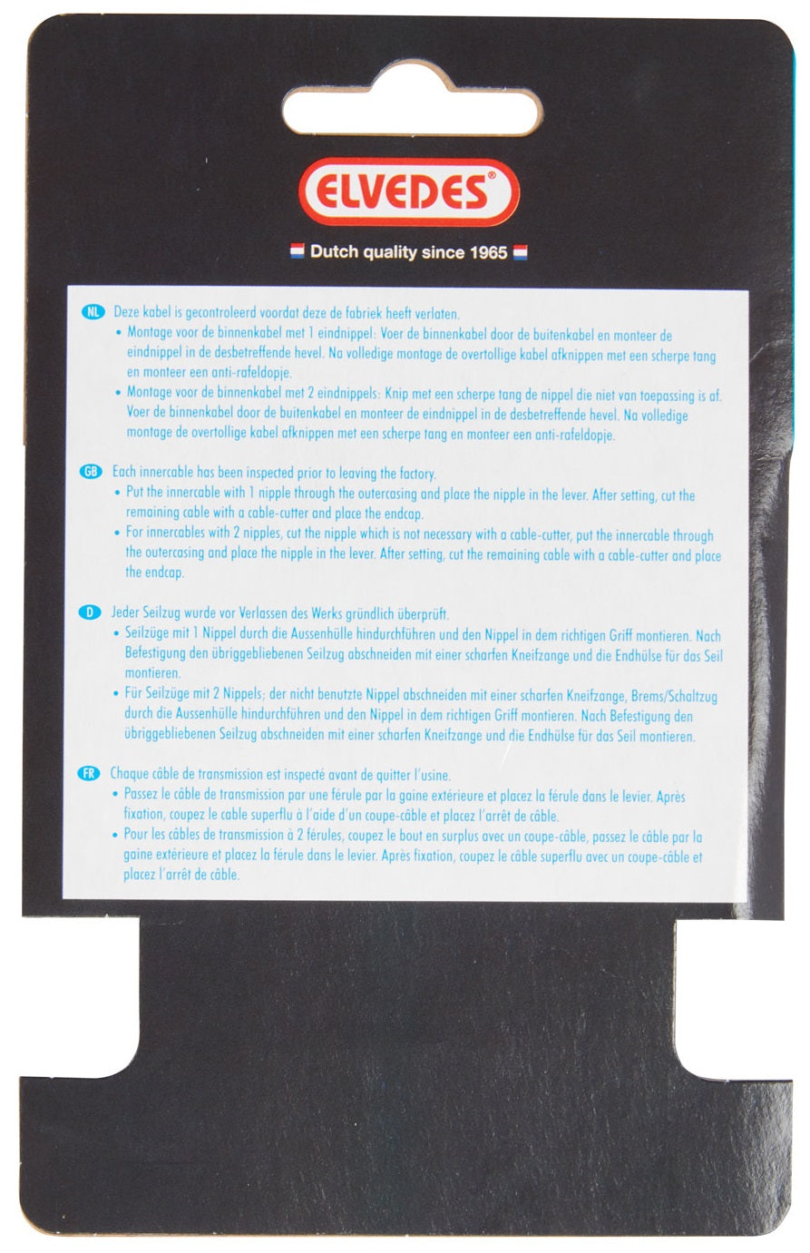 Elvedes rem binnenkabel 2 000 mm 1×19 draads rvs ø1,5mm met v-nippel ø5,5 × 10