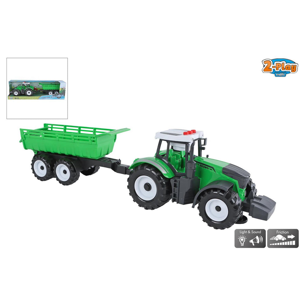 2-play tractor met aanhanger en kipfunctie met licht en geluid