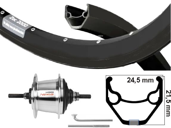 Kgs achterwiel 28 inch (622) zac2000 zwart nexus 7 rollerbrake