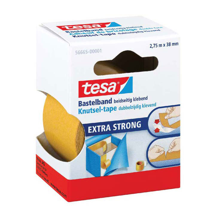 Tesa extra strong 56665-00001-01 dubbelzijdige tape bastelband transparant (l x b) 2.75 m x 38 mm 1 stuk(s)