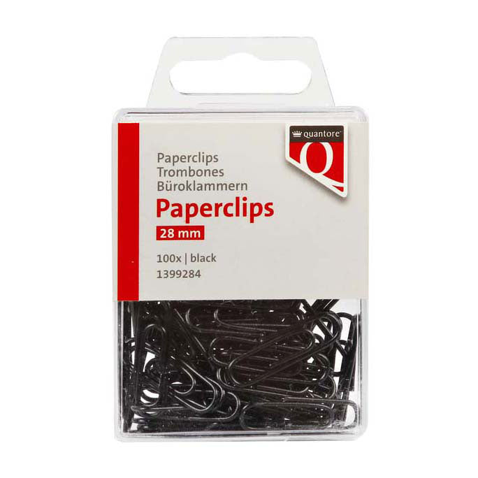 Quantore paperclip 28mm zwart, 100st.