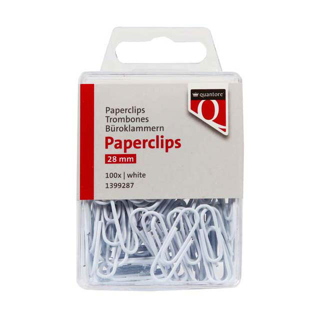 Quantore paperclip 28mm wit, 100st.