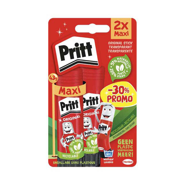 Quantore lijmstift pritt stick original 43gr, 2st.