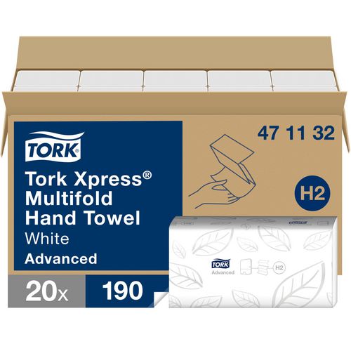 Tork papieren handdoeken h2 xpress advanced 2-laags wit
