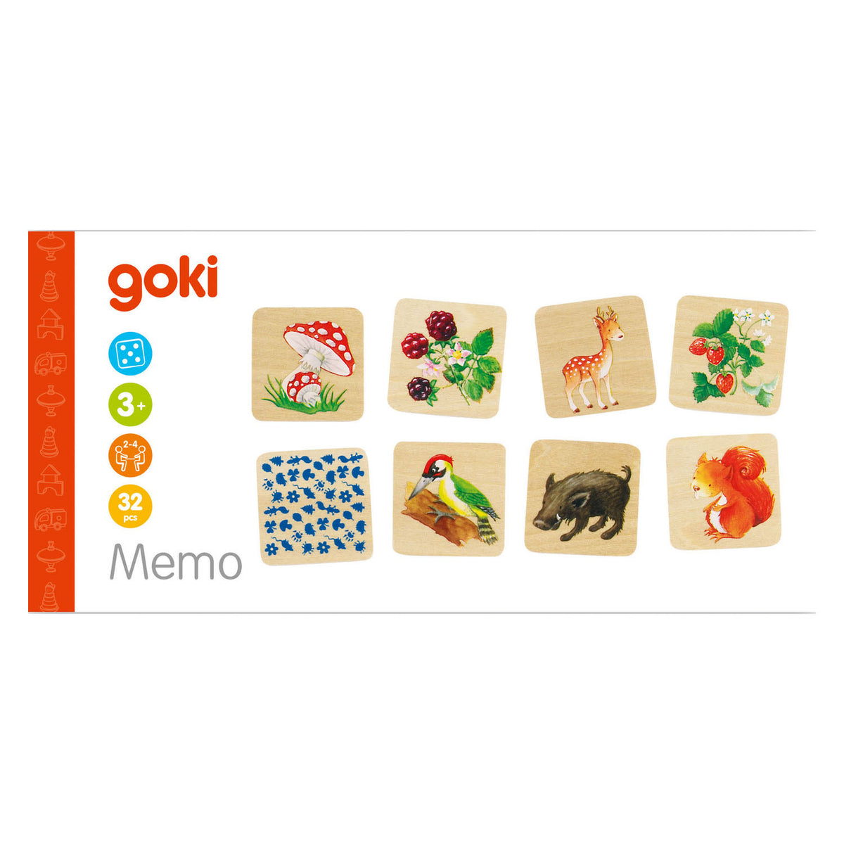 Goki memo game, forest life. 32 pieces. 3+