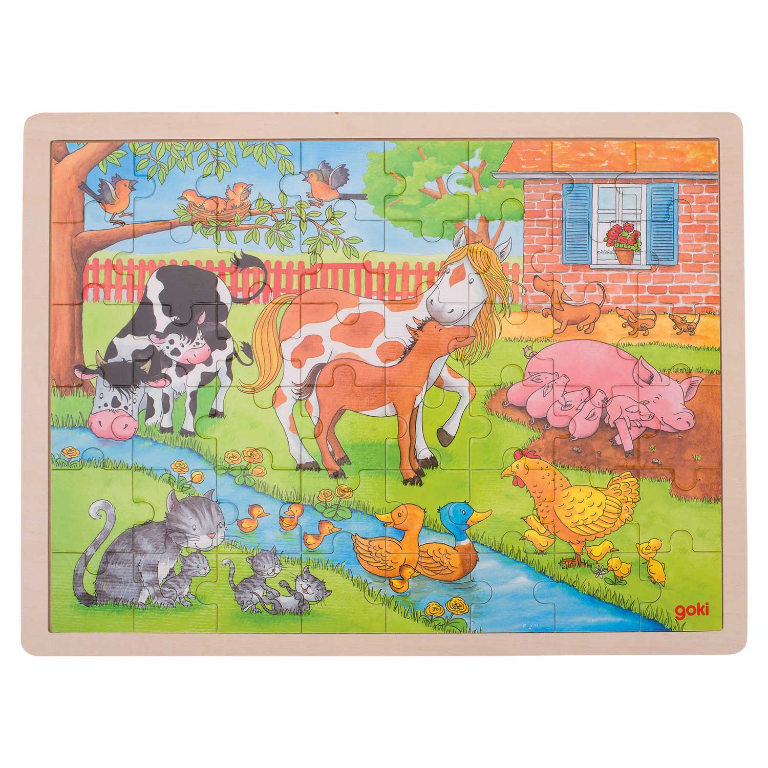 Goki houten legpuzzel - op de boerderij, 48st.