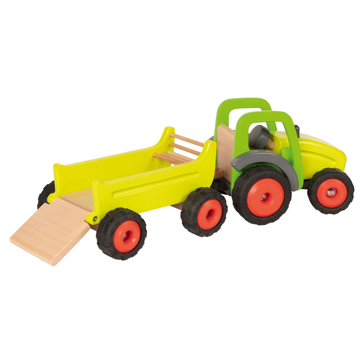 Goki houten tractor met trailer