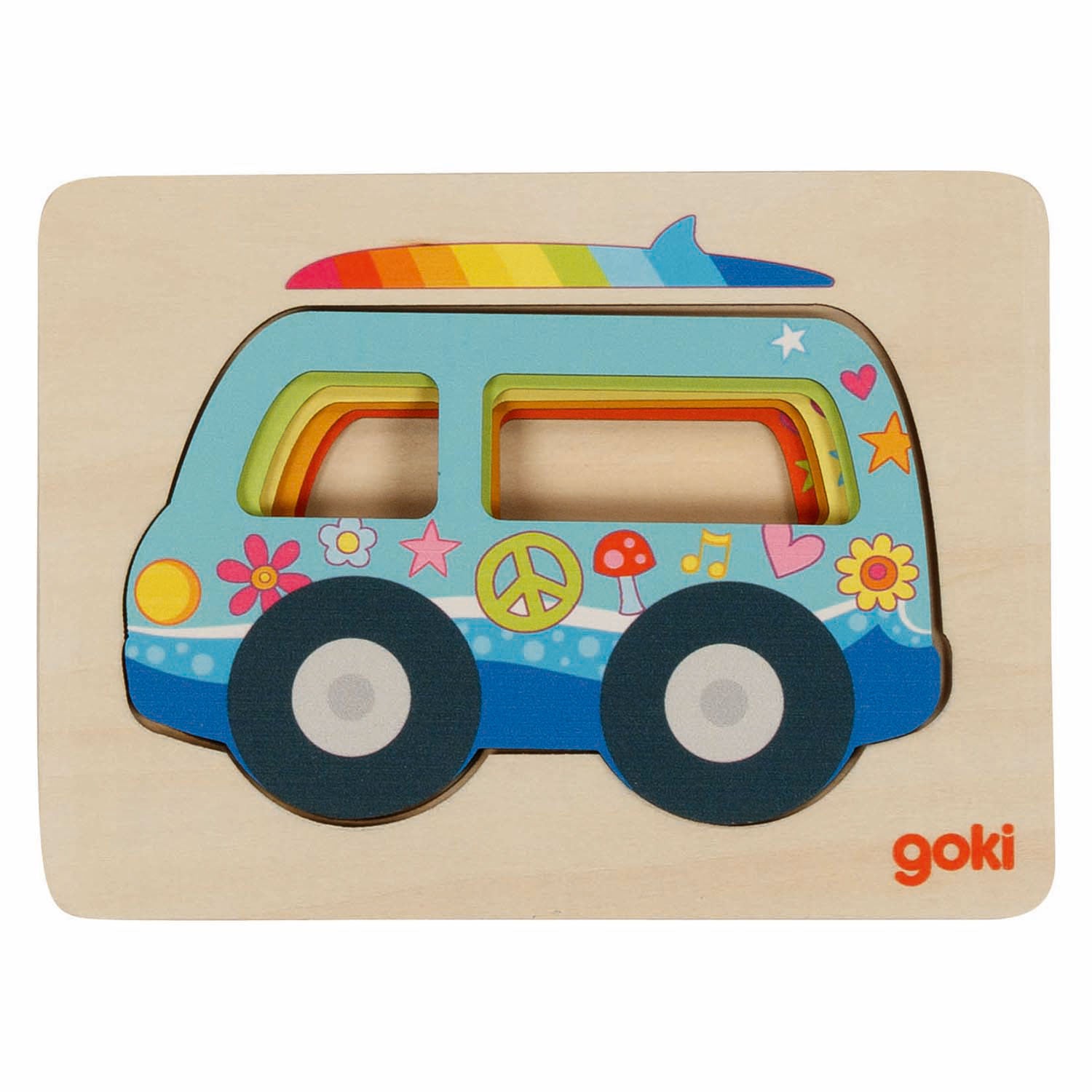 Goki houten lagenpuzzel auto, 5st.