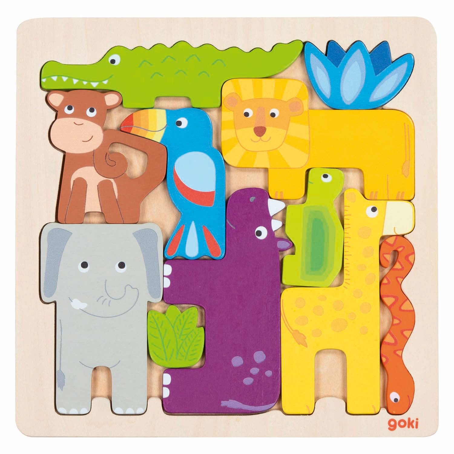 Goki houten puzzel safari, 11st.