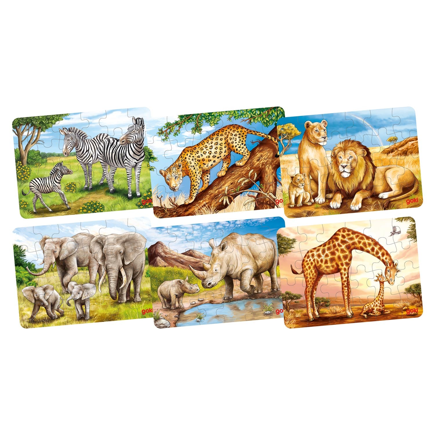 Goki houten minipuzzel - wilde dieren