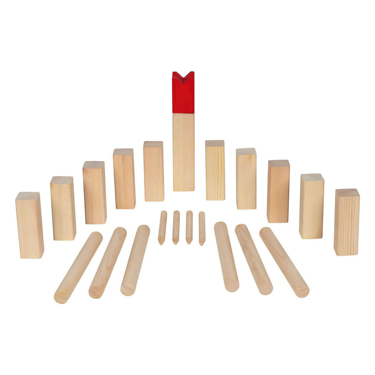Goki houten kubb spel in katoenen zak, 21dlg.