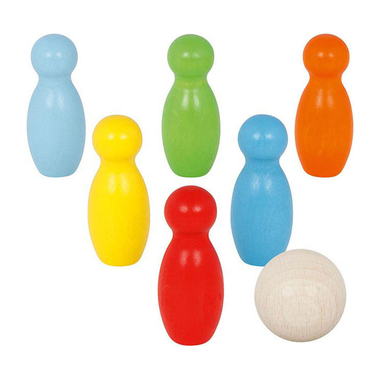 Goki kegelspel, 7-delig, hout, 3+