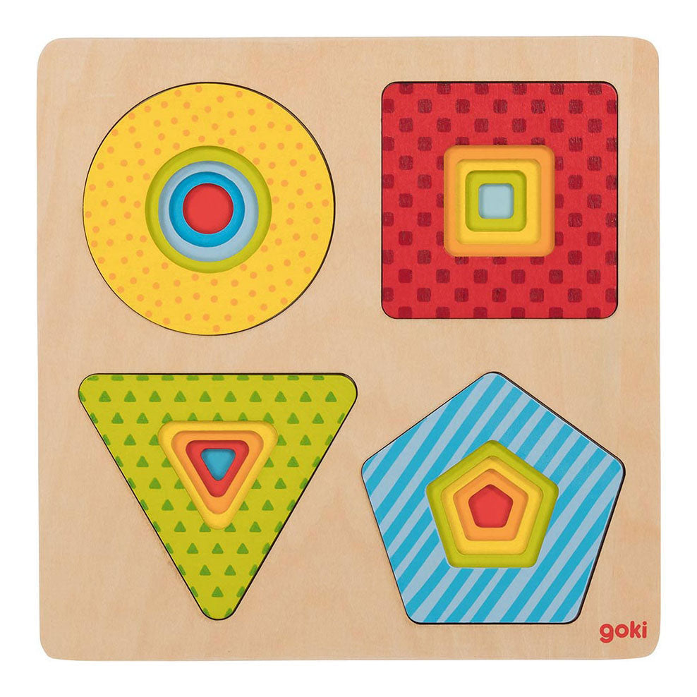 Goki houten lagenpuzzel geometrische vormen, 16e.