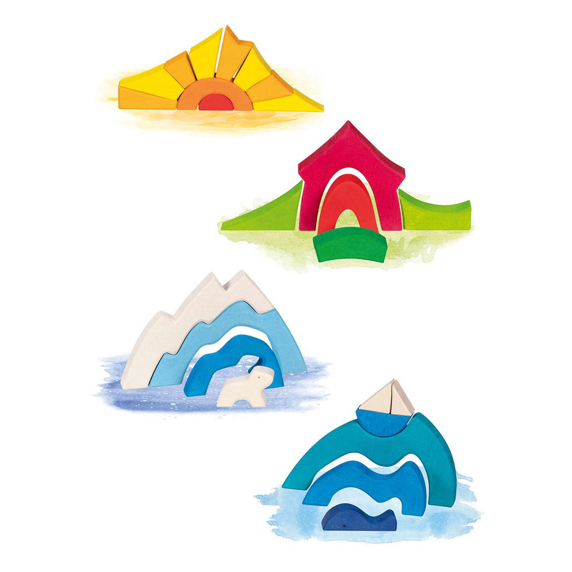 Goki houten bouwstenen klein ijsbier, 22dlg.